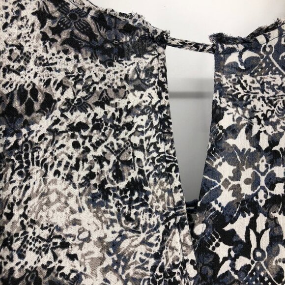 Free People blue printed Love Birds  mini dress / long tunic bohemian w/pockets - Picture 11 of 16